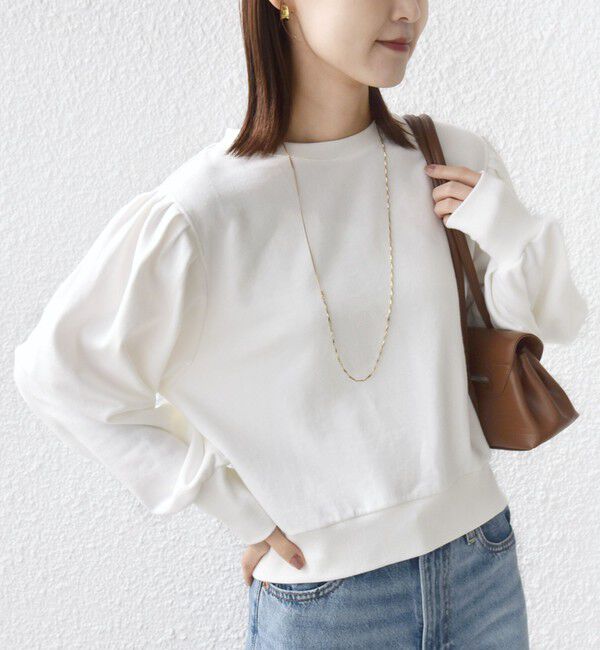 SHIPS for women「【WEB限定】〈手洗い可能〉ショルダー タック パフ スリーブ ミニ 裏毛 プルオーバー」|Tシャツ・カットソー|ホワイト