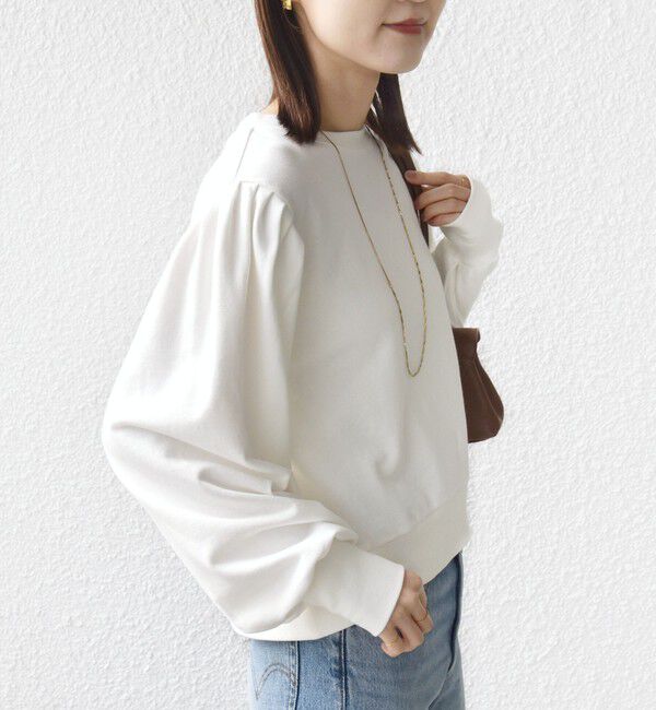 SHIPS for women「【WEB限定】〈手洗い可能〉ショルダー タック パフ スリーブ ミニ 裏毛 プルオーバー」|Tシャツ・カットソー|