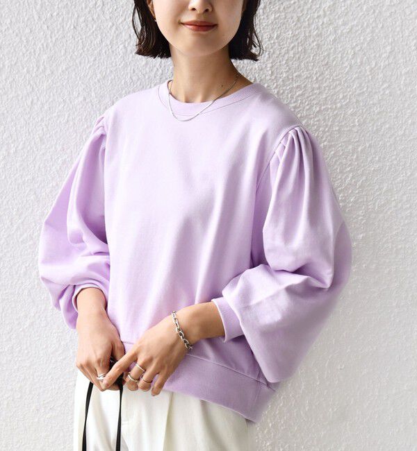SHIPS for women「【WEB限定】〈手洗い可能〉ショルダー タック パフ スリーブ ミニ 裏毛 プルオーバー」|Tシャツ・カットソー|ピンク