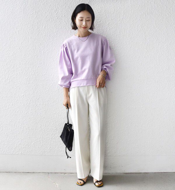 SHIPS for women「【WEB限定】〈手洗い可能〉ショルダー タック パフ スリーブ ミニ 裏毛 プルオーバー」|Tシャツ・カットソー|