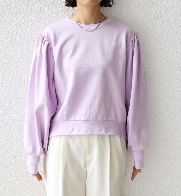 SHIPS for women「【WEB限定】〈手洗い可能〉ショルダー タック パフ スリーブ ミニ 裏毛 プルオーバー」|Tシャツ・カットソー|