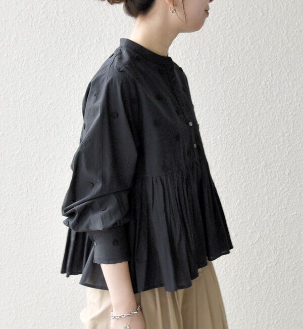 SHIPS any「《予約》【WEB限定】SHIPS any:〈洗濯機可能〉フラワー モチーフ ペプラム ギャザー シャツ ブラウス」|シャツ・ブラウス|