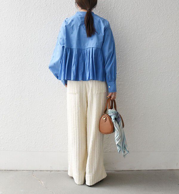 SHIPS any「《予約》【WEB限定】SHIPS any:〈洗濯機可能〉フラワー モチーフ ペプラム ギャザー シャツ ブラウス」|シャツ・ブラウス|