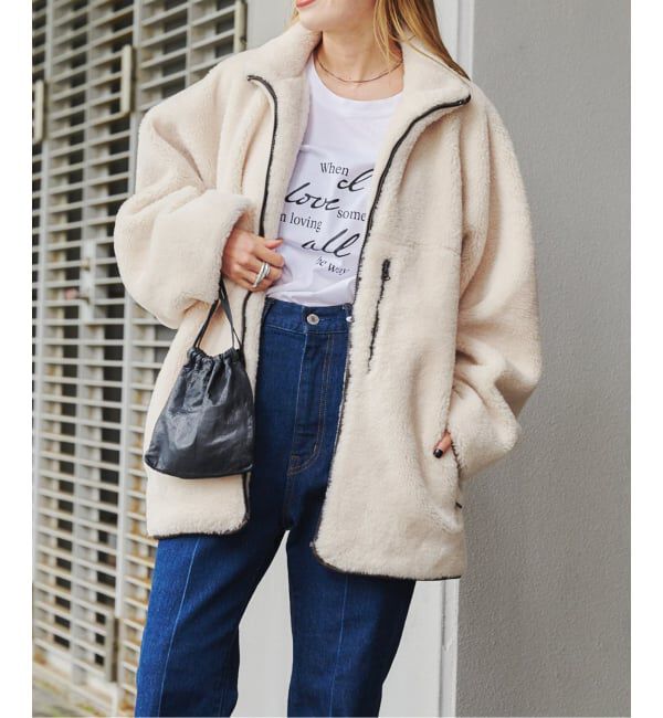 OUTDOOR PRODUCTS Usual Things「スタンドカラーボアブルゾン」|その他|ナチュラル