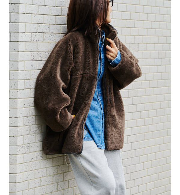 OUTDOOR PRODUCTS Usual Things「スタンドカラーボアブルゾン」|その他|ブラウン