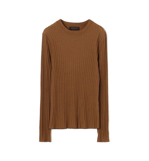 TOMORROWLAND collection「カシミヤシルクリブ クルーネックプルオーバー」|ニット・セーター|45 キャメル