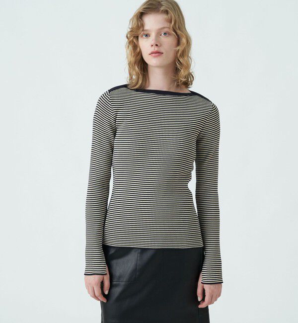 MACPHEE「コットンリブ ボートネックプルオーバー」|ニット・セーター|