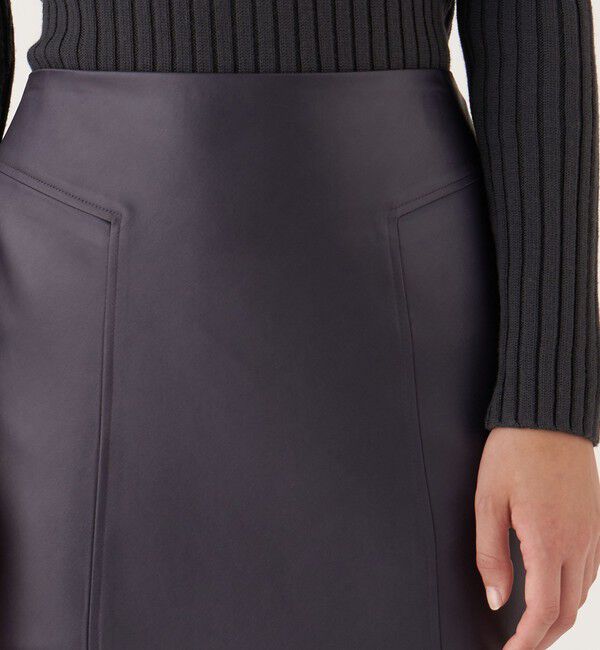 DES PRES「レザーライクサテン マーメイドマキシスカート」|フレア|