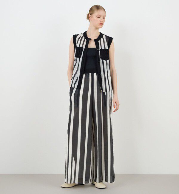 DES PRES「サークルストライププリント スリーブレスブラウス」|シャツ・ブラウス|