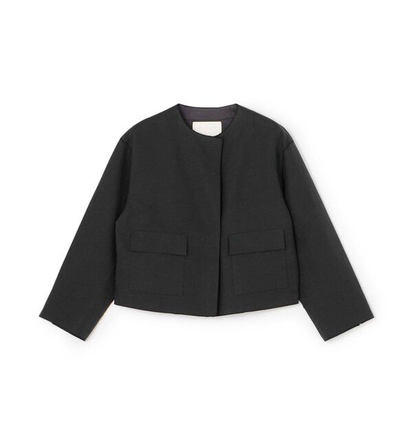 Ballsey「リネンコットンムーブ クルーネックジャケット」|ノーカラージャケット|17 チャコールグレー