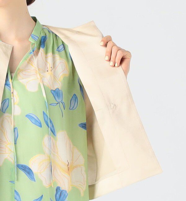 Ballsey「リネンコットンムーブ クルーネックジャケット」|ノーカラージャケット|