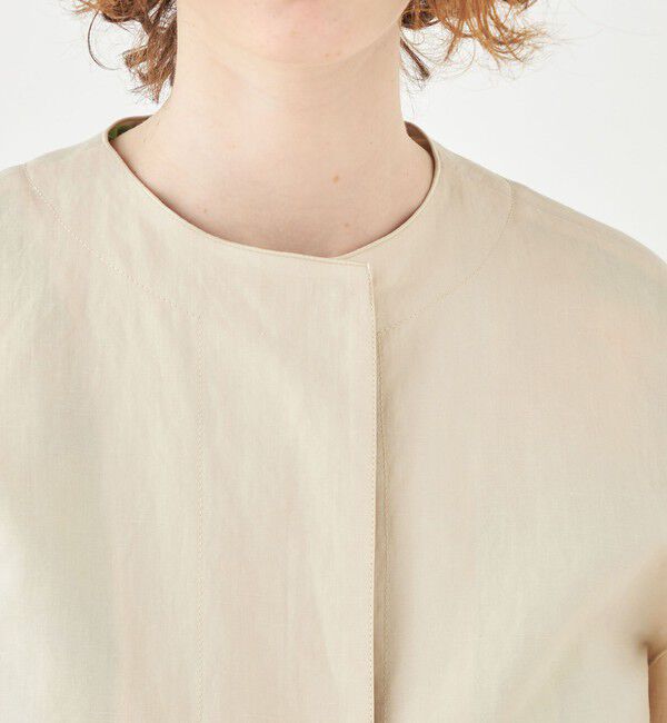Ballsey「リネンコットンムーブ クルーネックジャケット」|ノーカラージャケット|