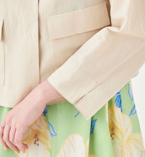 Ballsey「リネンコットンムーブ クルーネックジャケット」|ノーカラージャケット|