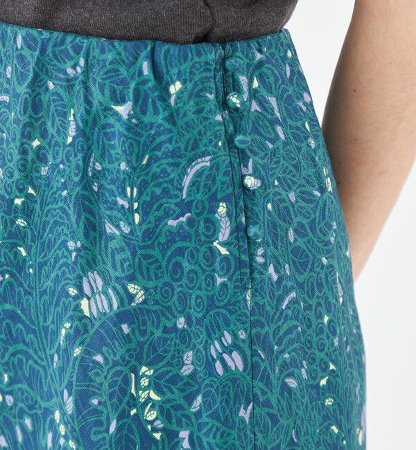 SOULEIADO「リネンプリント ナローマキシスカート」|タイト|