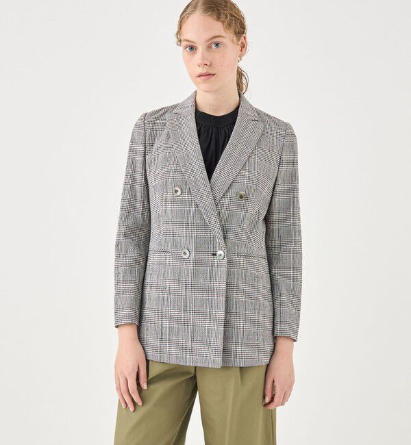TOMORROWLAND collection「グレンチェックサッカー ダブルブレストジャケット」|テーラードジャケット|