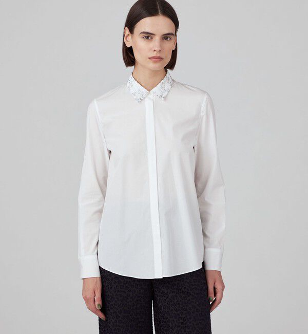 TOMORROWLAND collection「ビジューエンブロイダリー レースカラーシャツ」|シャツ・ブラウス|