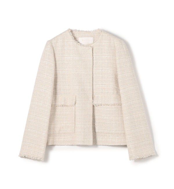 Ballsey「ラメミックスツイード セミダブルクルージャケット」|ノーカラージャケット|41 ライトベージュ