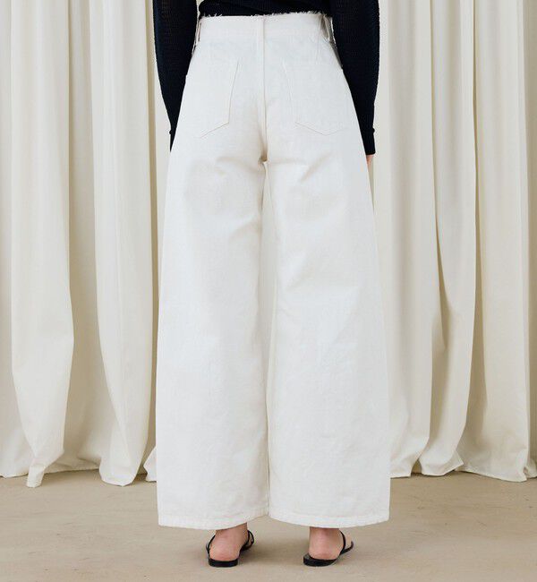 DES PRES「ペインティングホワイトデニム ラウンドパンツ」|デニム|