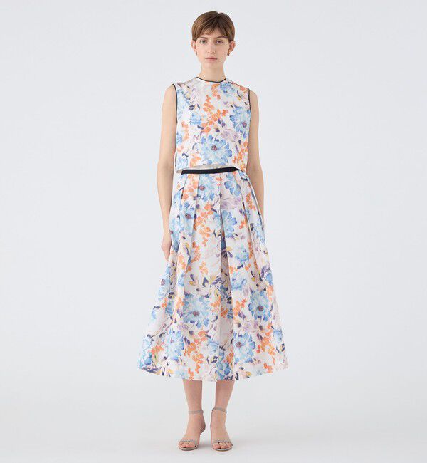 TOMORROWLAND collection「ピヴォワンヌプリント タックスィングスカート」|フレア|