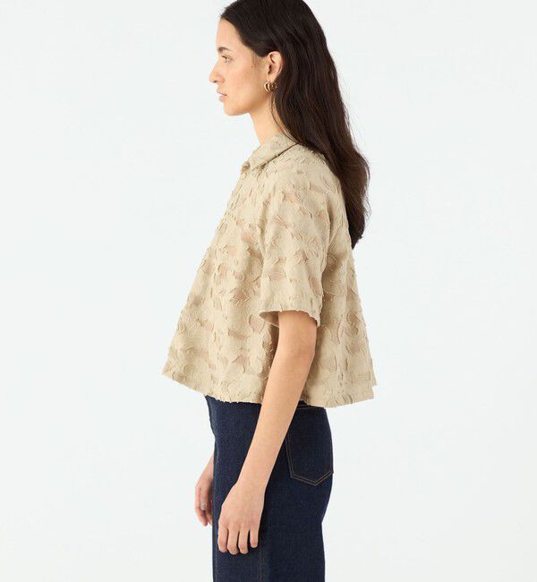 MACPHEE「メッシュカットジャカード ハーフスリーブシャツ」|シャツ・ブラウス|