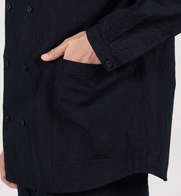 TOMORROWLAND MENS「コットンリネンシルク ダブルブレスト シャツジャケット」|ブルゾン・スタジャン|