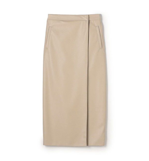 Ballsey「レザーライククロス ラップマキシスカート」|タイト|41 ライトベージュ