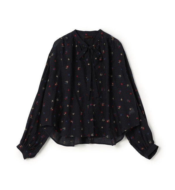 TOMORROWLAND collection「フルーロンエンブロイダリー ボウタイブラウス」|シャツ・ブラウス|68 ネイビー系