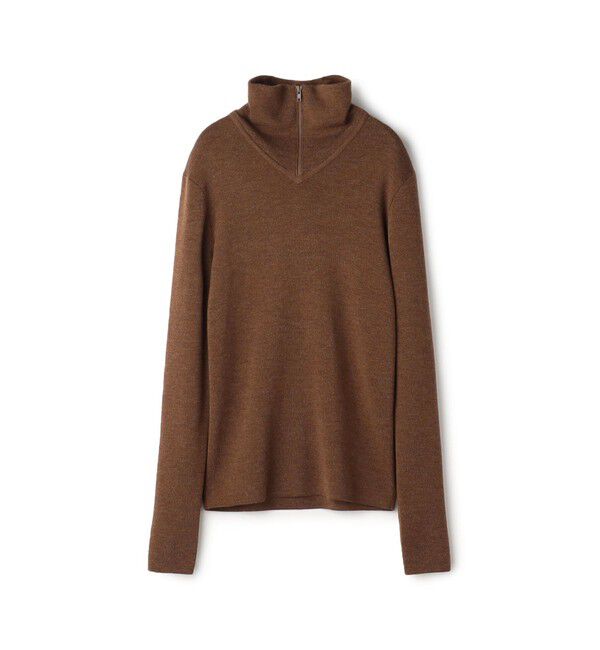 BACCA「エクストラファインメリノウール ジップアッププルオーバー」|ニット・セーター|45 キャメル