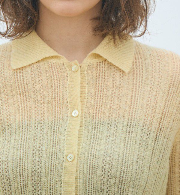 MACPHEE「レーシーアルパカブレンド ポロカーディガン」|カーディガン|