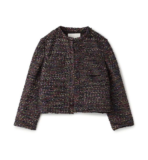 Ballsey「フリンジヤーンツイード 4ポケットジャケット」|ノーカラージャケット|18 ブラック系