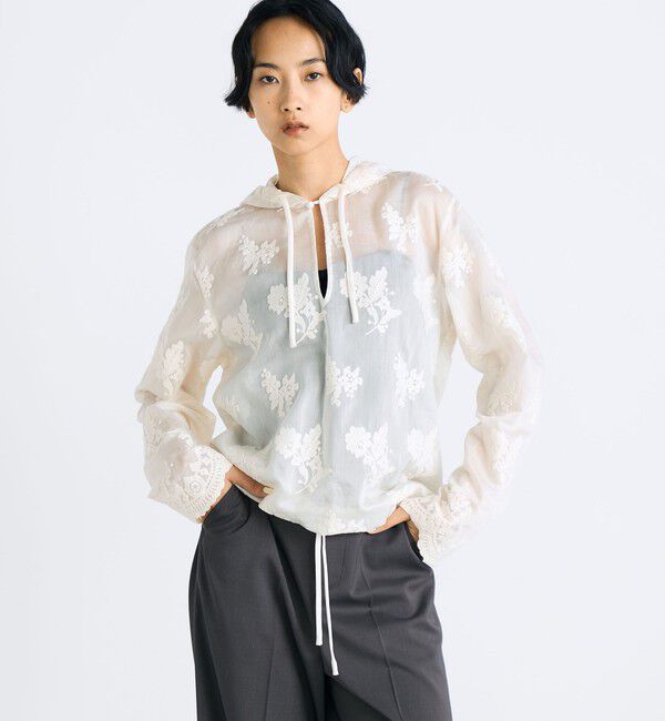 Edition「シアーエンブロイダリー フーデットブラウス」|シャツ・ブラウス|
