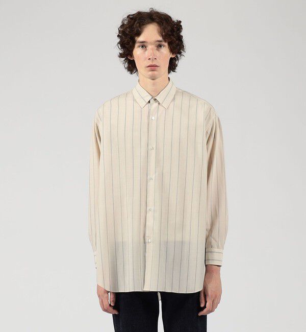 TOMORROWLAND MENS「ウールナイロンストライプ ロングスリーブ オーバーシャツ」|シャツ・ブラウス|