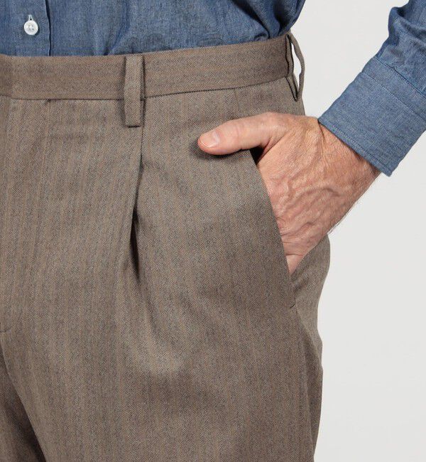 TOMORROWLAND MENS「ウールヘリンボーン 1プリーツスラックス」|スラックス|