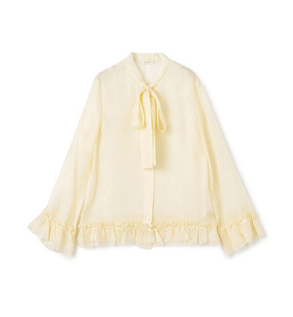 DES PRES「ムービングシャドウ ジャガード ボウタイフリルシャツ」|シャツ・ブラウス|41 ライトベージュ