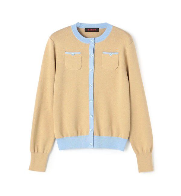 CABaN「コットンカシミヤ バイカラークルーネックカーディガン」|カーディガン|42 ベージュ系