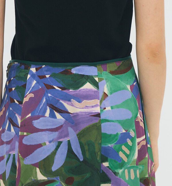 CABaN「ポリエステル リーフプリントフレアスカート」|スカート|