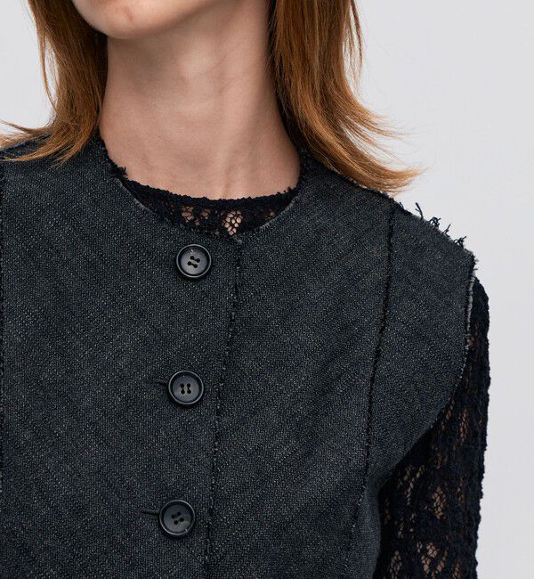 BACCA「ヘリンボーンツイード カットオフコンビベスト」|ベスト・ジレ|