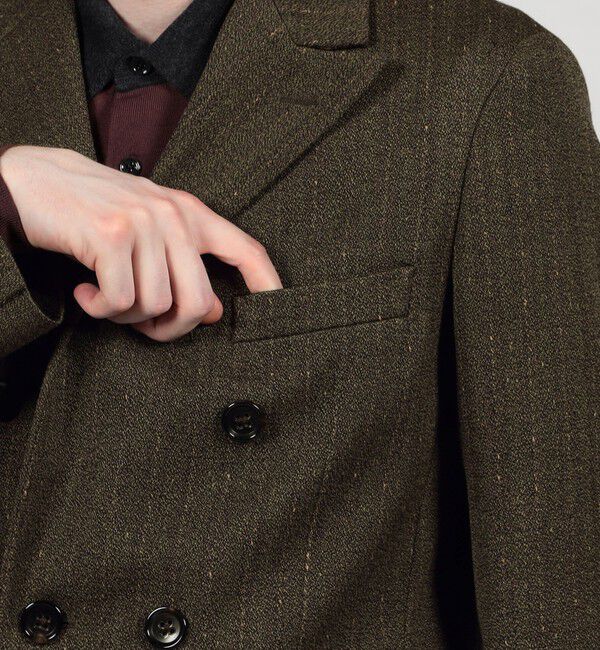 TOMORROWLAND MENS「ウールアクリルナイロンストライプ ダブルブレステッド6Bジャケット」|テーラードジャケット|