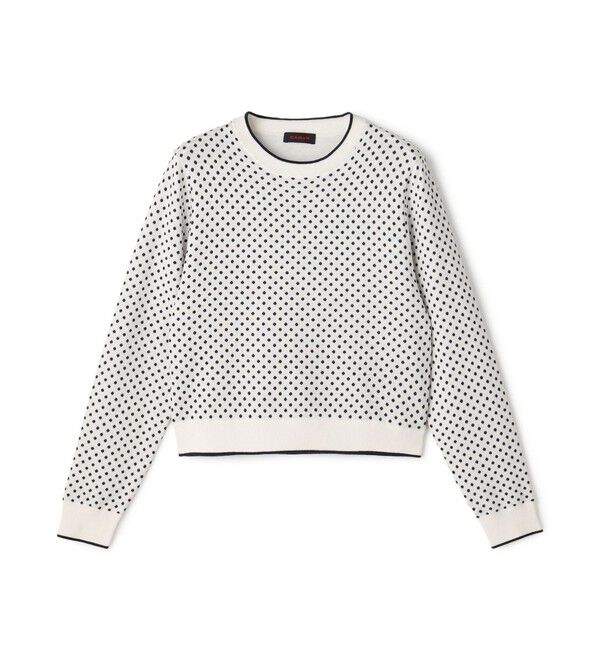 CABaN「コットンカシミヤ ドットジャカードクルーネックプルオーバー」|ニット・セーター|12 ホワイト系