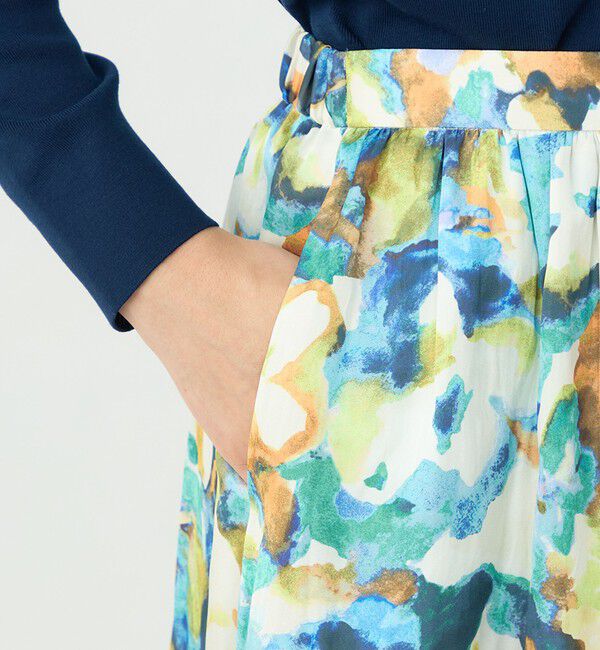 Ballsey「ミスティーフラワープリント ボリュームギャザースカート」|フレア|