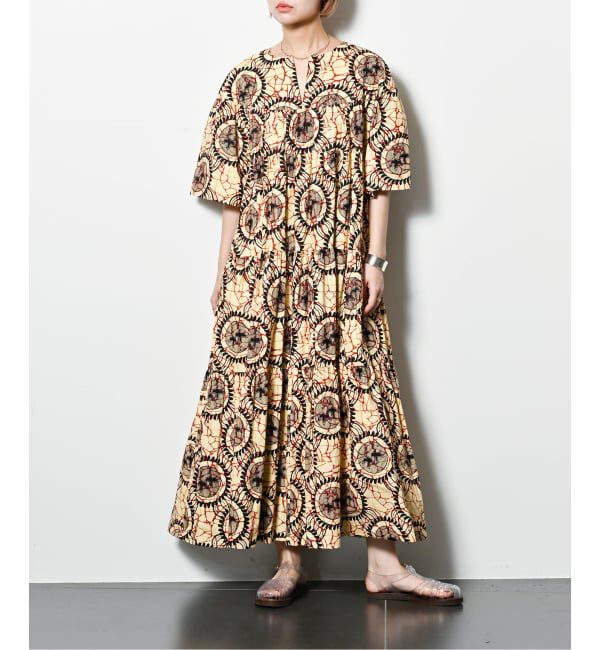  「AFRICAN WAX PRINT DRESS：ワンピース」|ワンピース|ベージュ