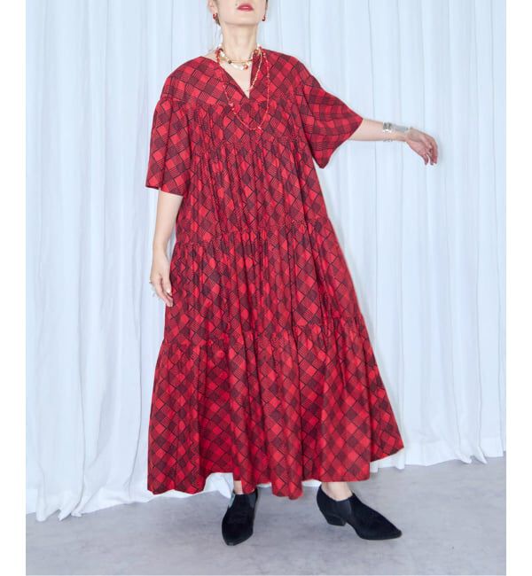  「AFRICAN WAX PRINT DRESS：ワンピース」|ワンピース|レッド