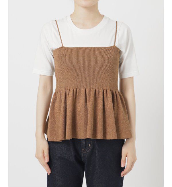 SLOBE IENA「《追加》ファンタジアパールラメニットビスチェ」|キャミソール|