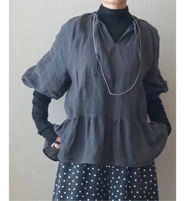 journal standard luxe「ヘムフリルギャザーブラウス」|シャツ・ブラウス|ブラック