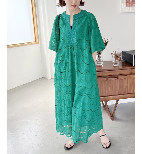 Spick and Span「【ne Quittez pas / ヌキテパ】COTTON VOILE DOT HEMLA」|ワンピース|グリーン