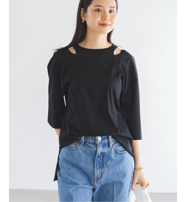 NOBLE「Room no.8/ルームエイト スムースコットンネックオープントップス」|Tシャツ・カットソー|