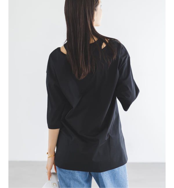 NOBLE「Room no.8/ルームエイト スムースコットンネックオープントップス」|Tシャツ・カットソー|