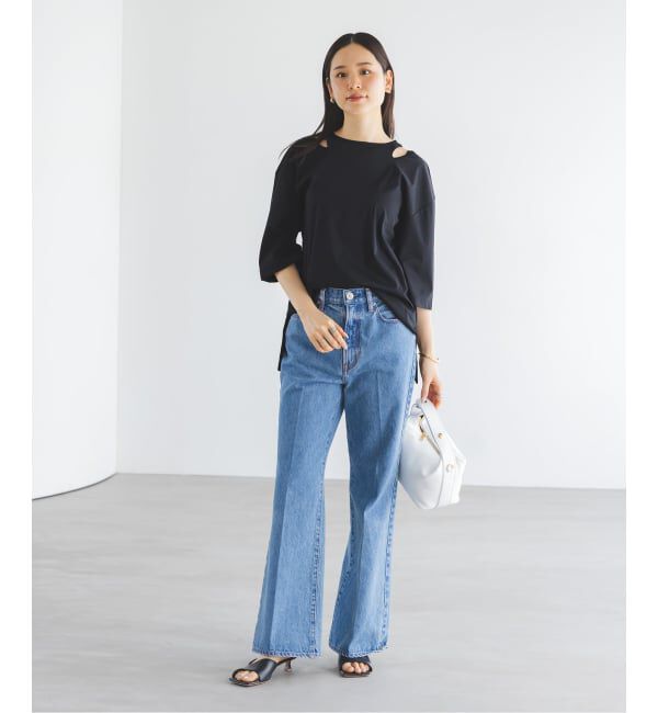 NOBLE「Room no.8/ルームエイト スムースコットンネックオープントップス」|Tシャツ・カットソー|