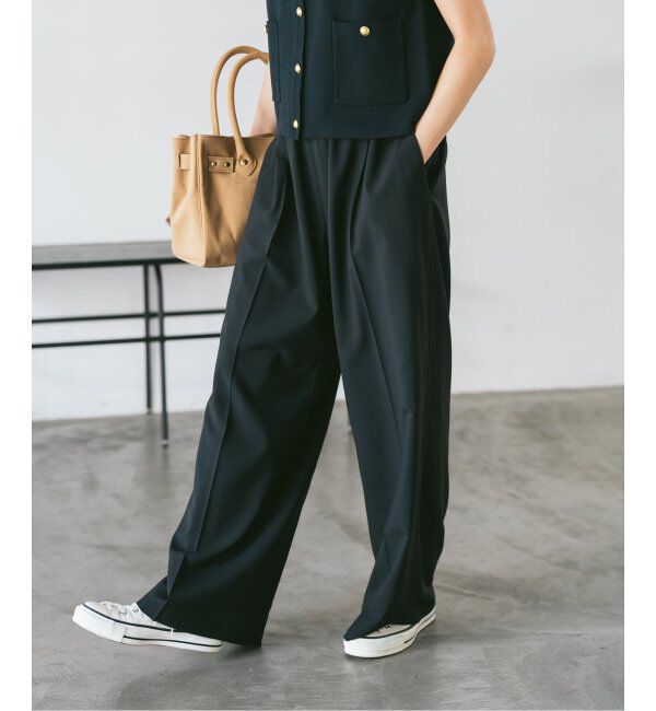 Spick and Span「《追加2》トロストレッチイージーパンツ」|スラックス|ブラック