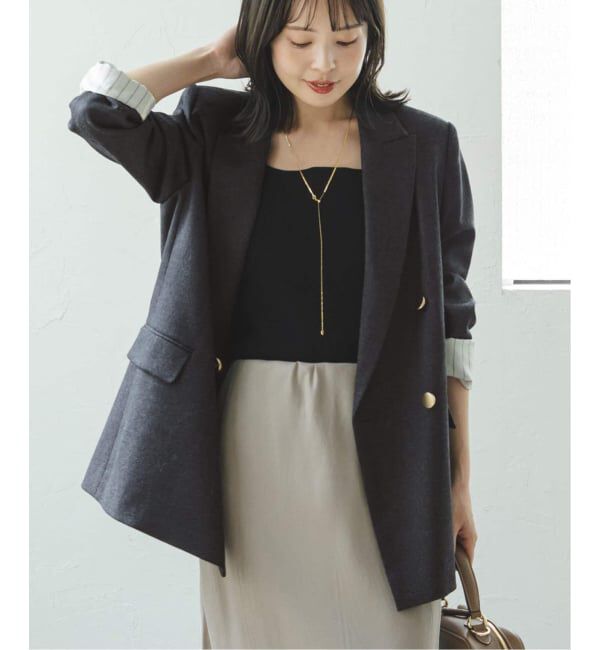 NOBLE「《追加》《WEB・一部店舗カラー》ウールフラノピークドラペルジャケット」|テーラードジャケット|グレー